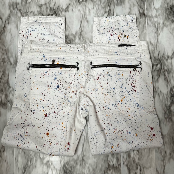 Rockstar Mens Sz 42 White Paint Splatter Denim Jeans Streetwear Distressed Urban - Picture 4 of 13